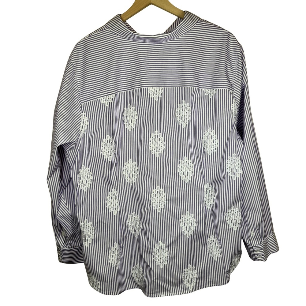 Talbots Plus Size 24W Heavily Embroidered No Iron Cotton Button Up Work Office - Picture 4 of 6